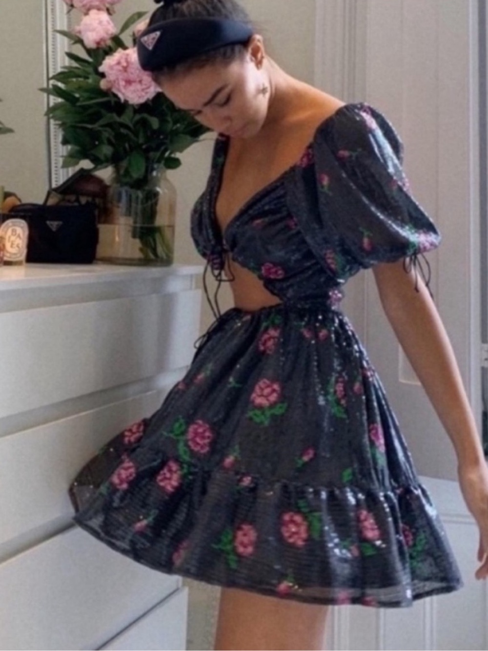 NWT For Love & Lemons Every Rose Sequin Mini Dress